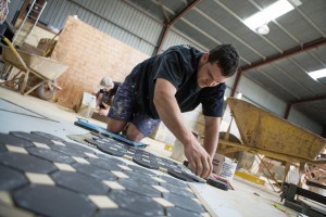 Student completing advanced tiling task at FCTA