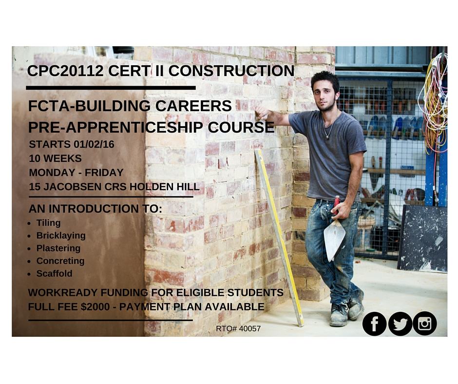 Pre-Apprenticeship Course – Commences 1st February 2016